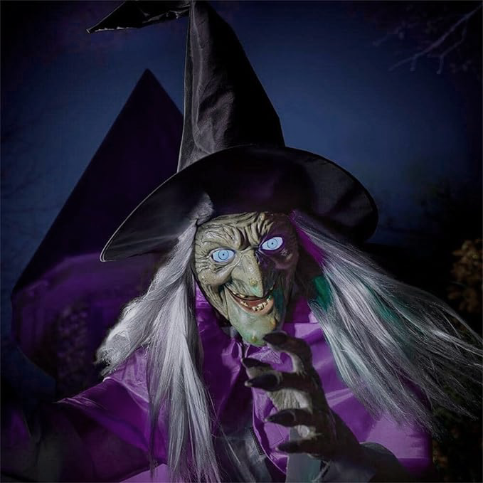 Lifelike Floating Witch Decoration face detail