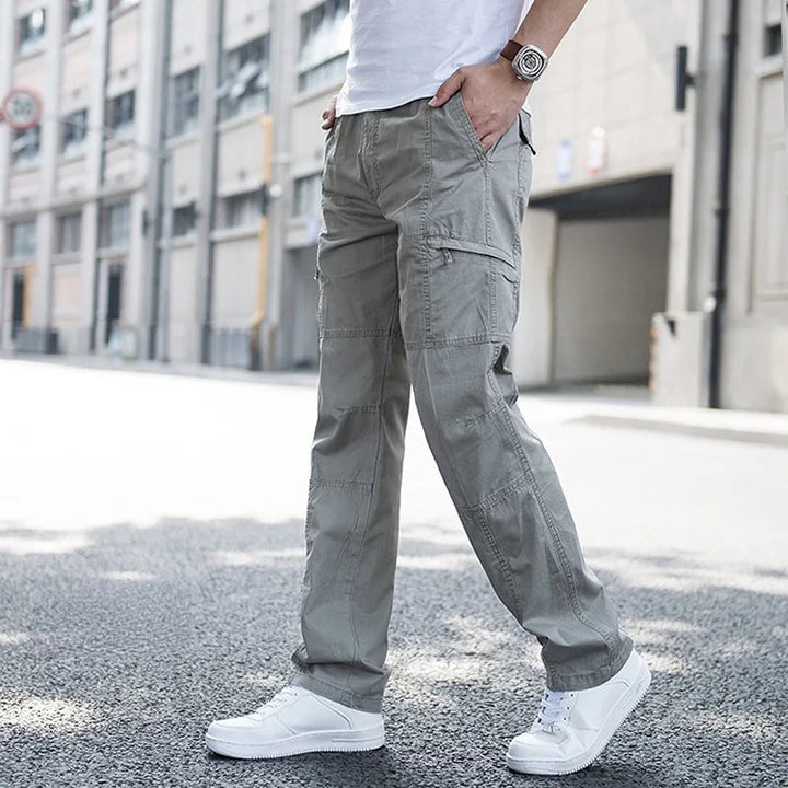 Light Gray Cotton Cargo Pants detail