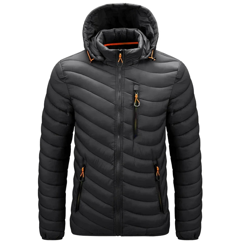 Burgundy Lightweight Hooded Puffer Jacket front view