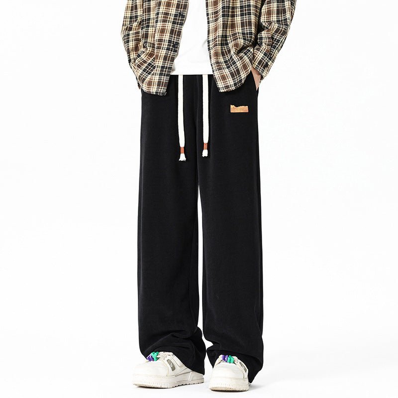 Black Lightweight Fleece Pants front view