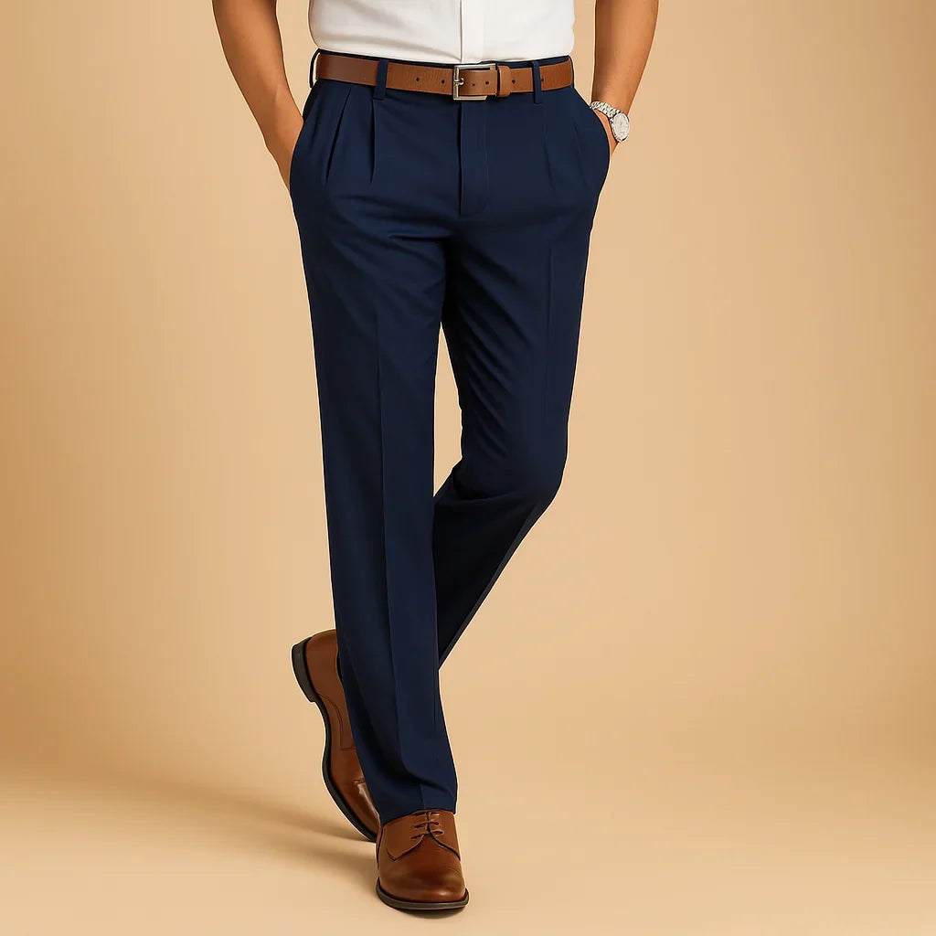 Dark Blue Relaxed-Fit Chinos front view