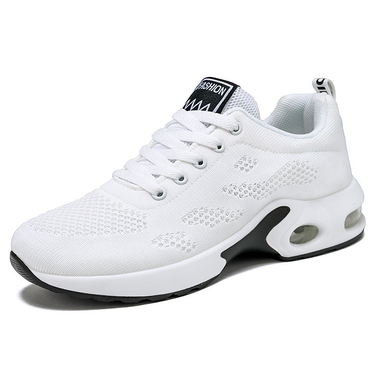 White Lightweight Running-Style Sneakers side view