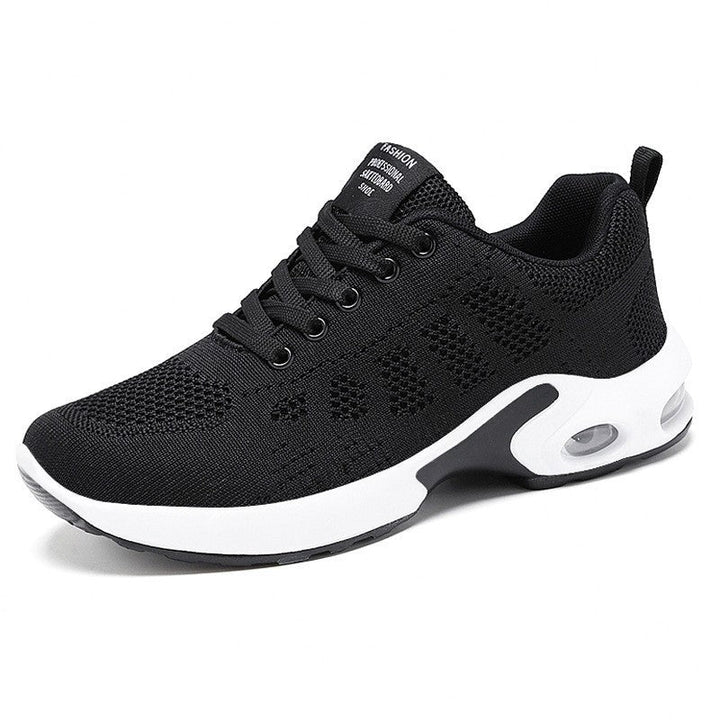 Black and White Lightweight Running-Style Sneakers side view