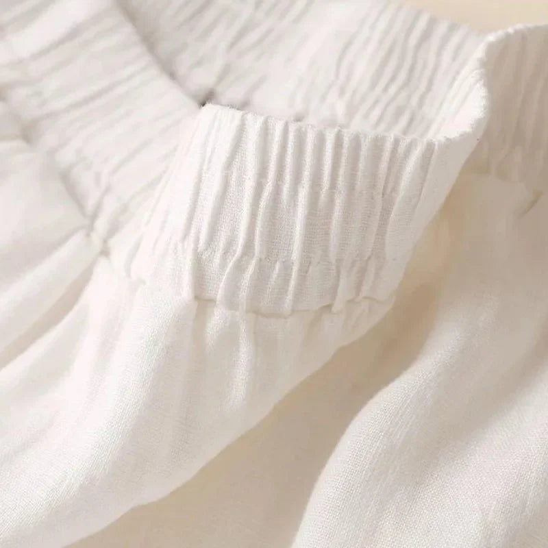 Linen Wide-Leg Pants elastic waistband detail