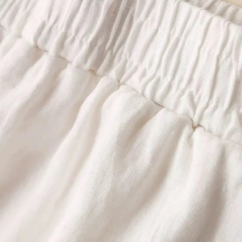 Linen Wide-Leg Pants waistband close-up