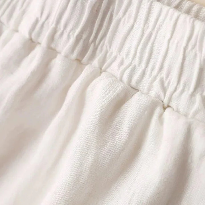 Linen Wide-Leg Pants waistband close-up