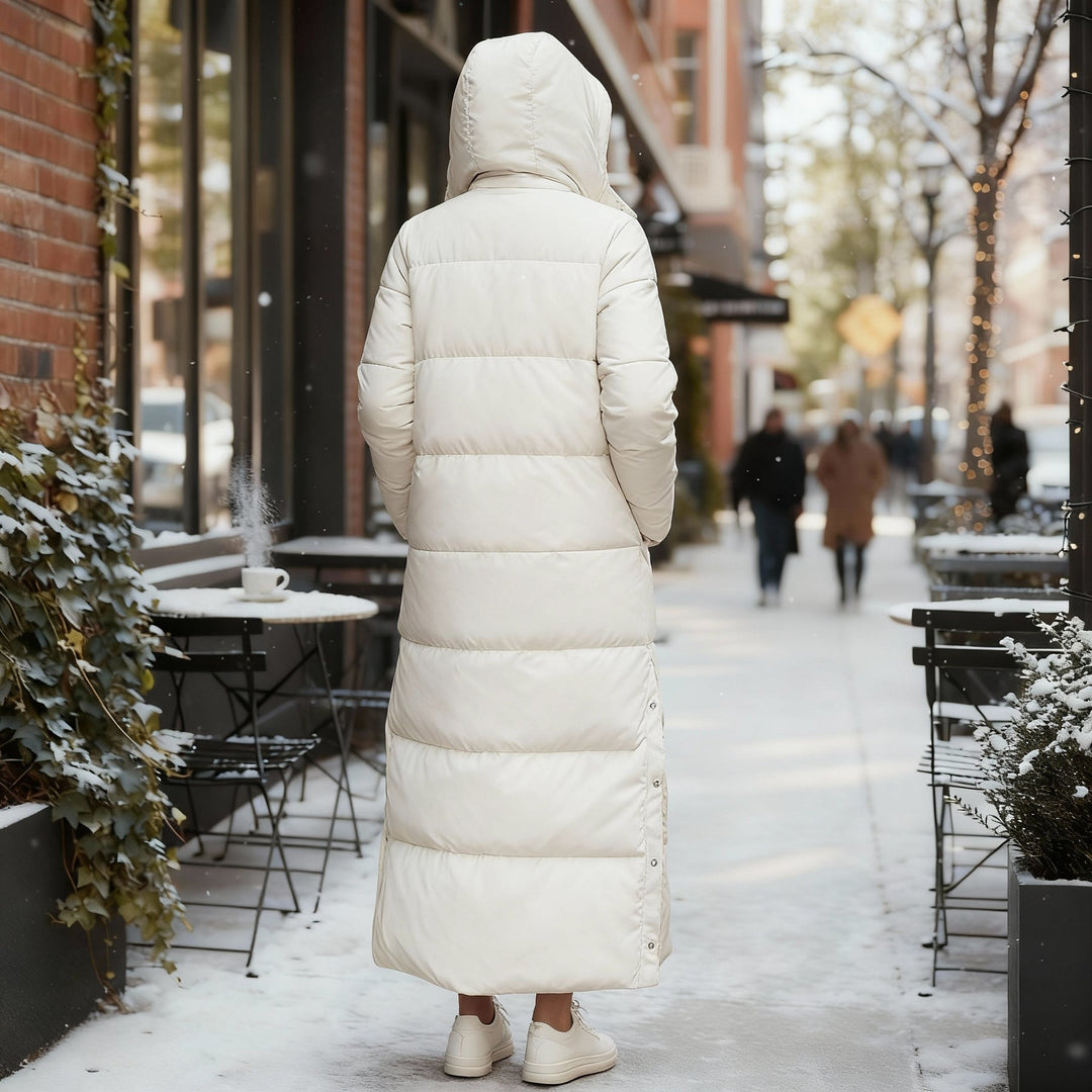 Long Quilted Puffer Coat back view