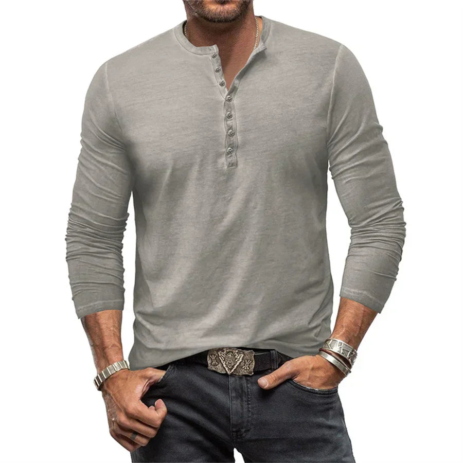 Navy Henley Sweatshirt detail view