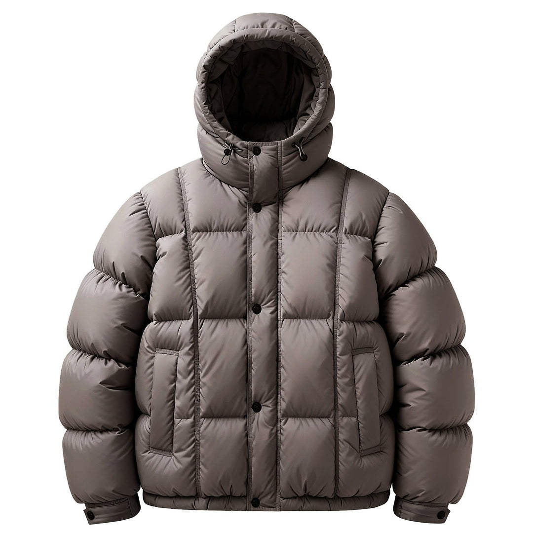 Brown Down Puffer Jacket flat lay front