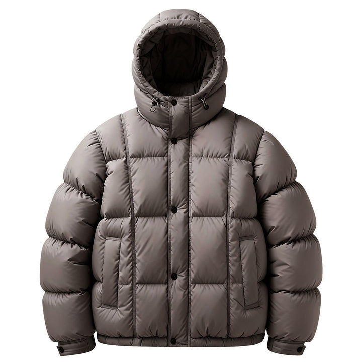 Brown Down Puffer Jacket flat lay front