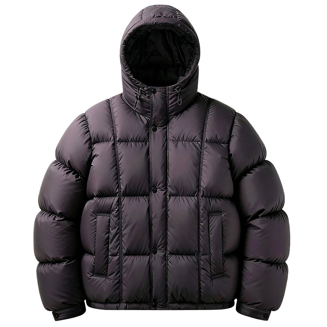 Dark Purple Down Puffer Jacket flat lay front