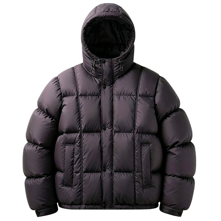 Dark Purple Down Puffer Jacket flat lay front