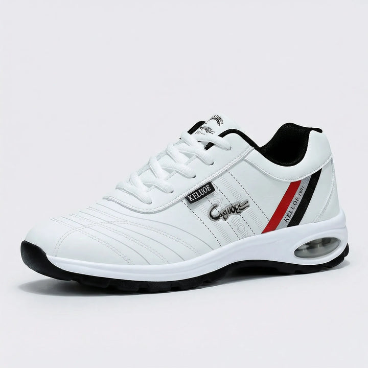 White Low-Profile Lace-Up Sneakers side view