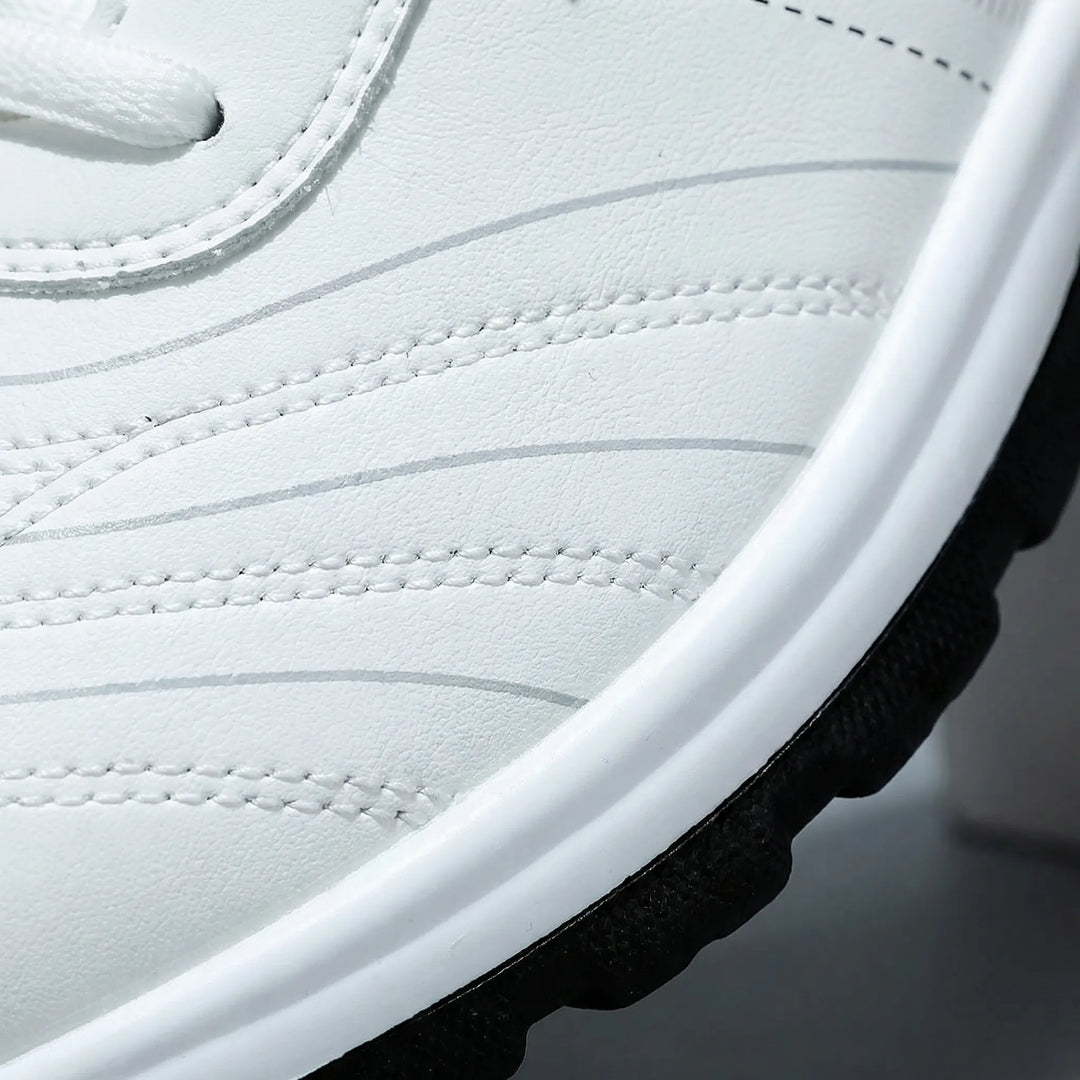 White Low-Profile Lace-Up Sneakers upper detail