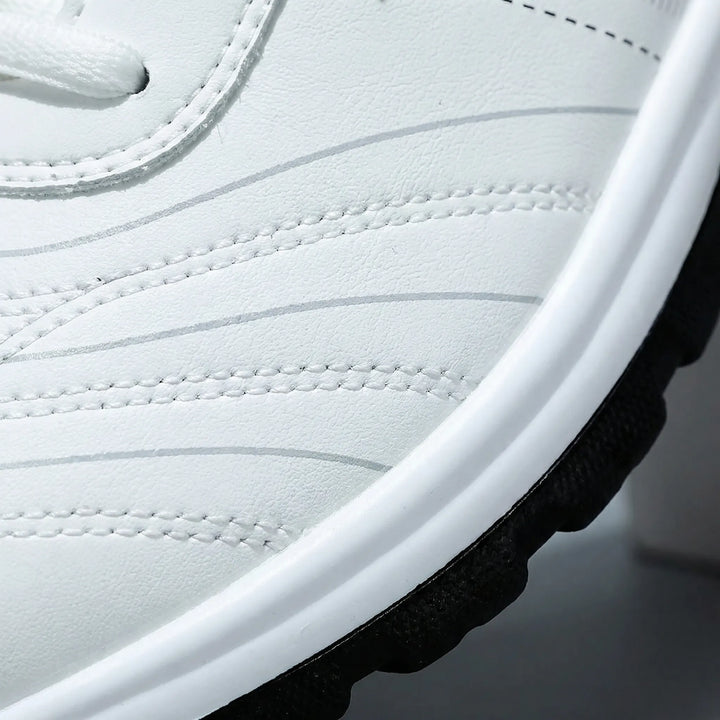 White Low-Profile Lace-Up Sneakers upper detail