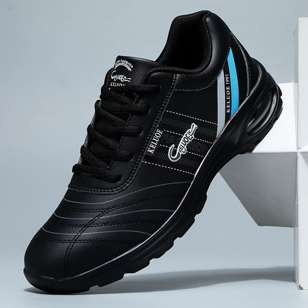 Black Low-Profile Lace-Up Sneakers side view