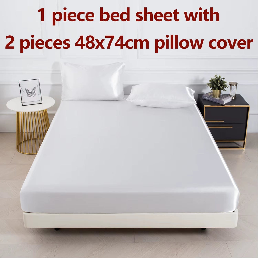 Luxe Satin Sheet Set on bed lifestyle view