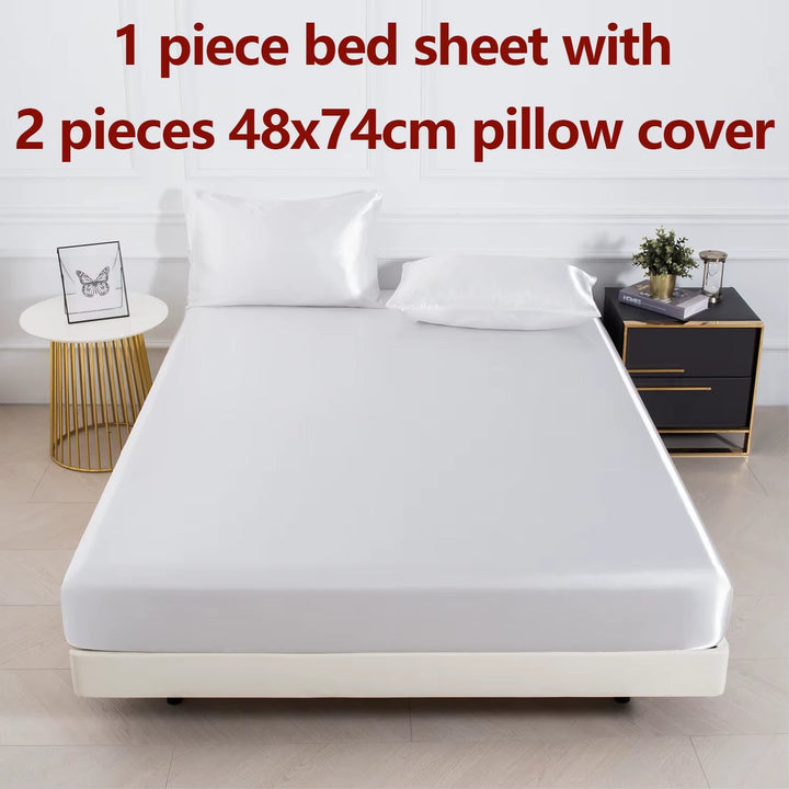 Luxe Satin Sheet Set on bed lifestyle view