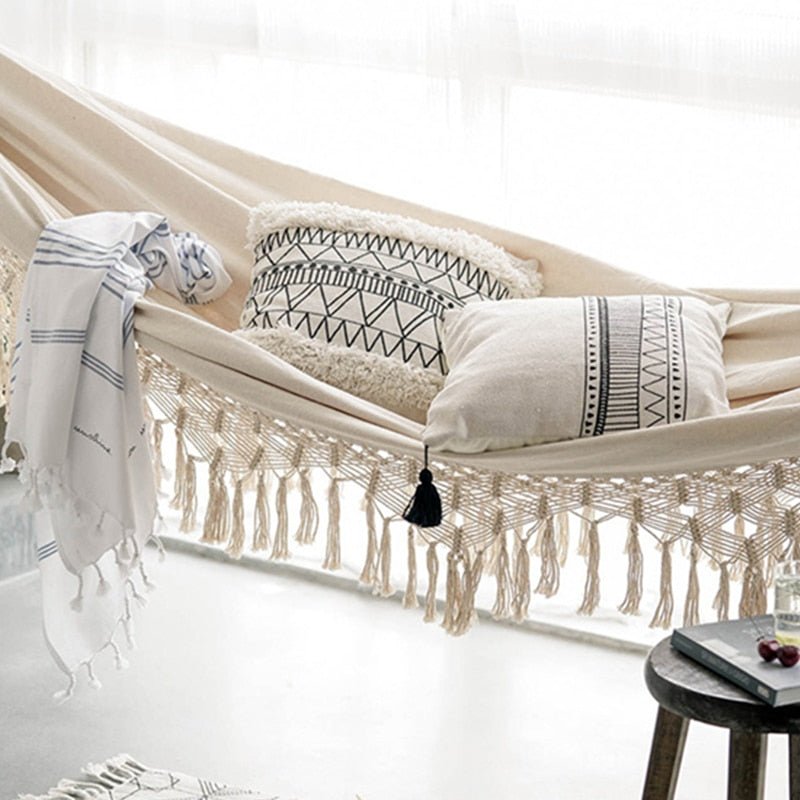 Handwoven Cotton Macrame Hammock lifestyle