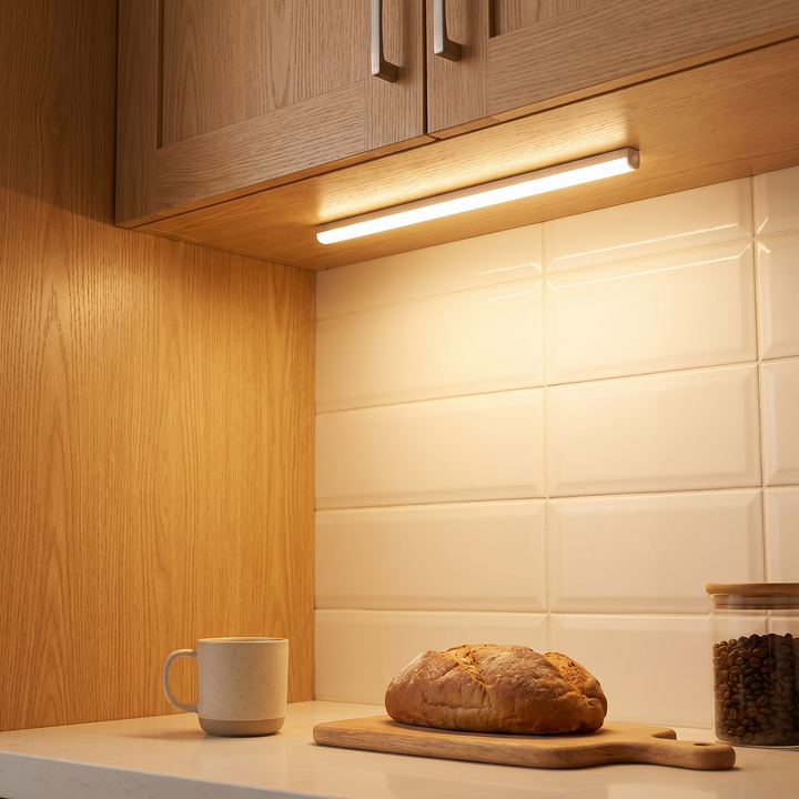 Magnetic Motion Sensor Cabinet Light mounted under kitchen cabinet