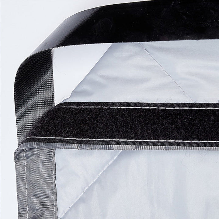 Magnetic door curtain quilted panel edge detail