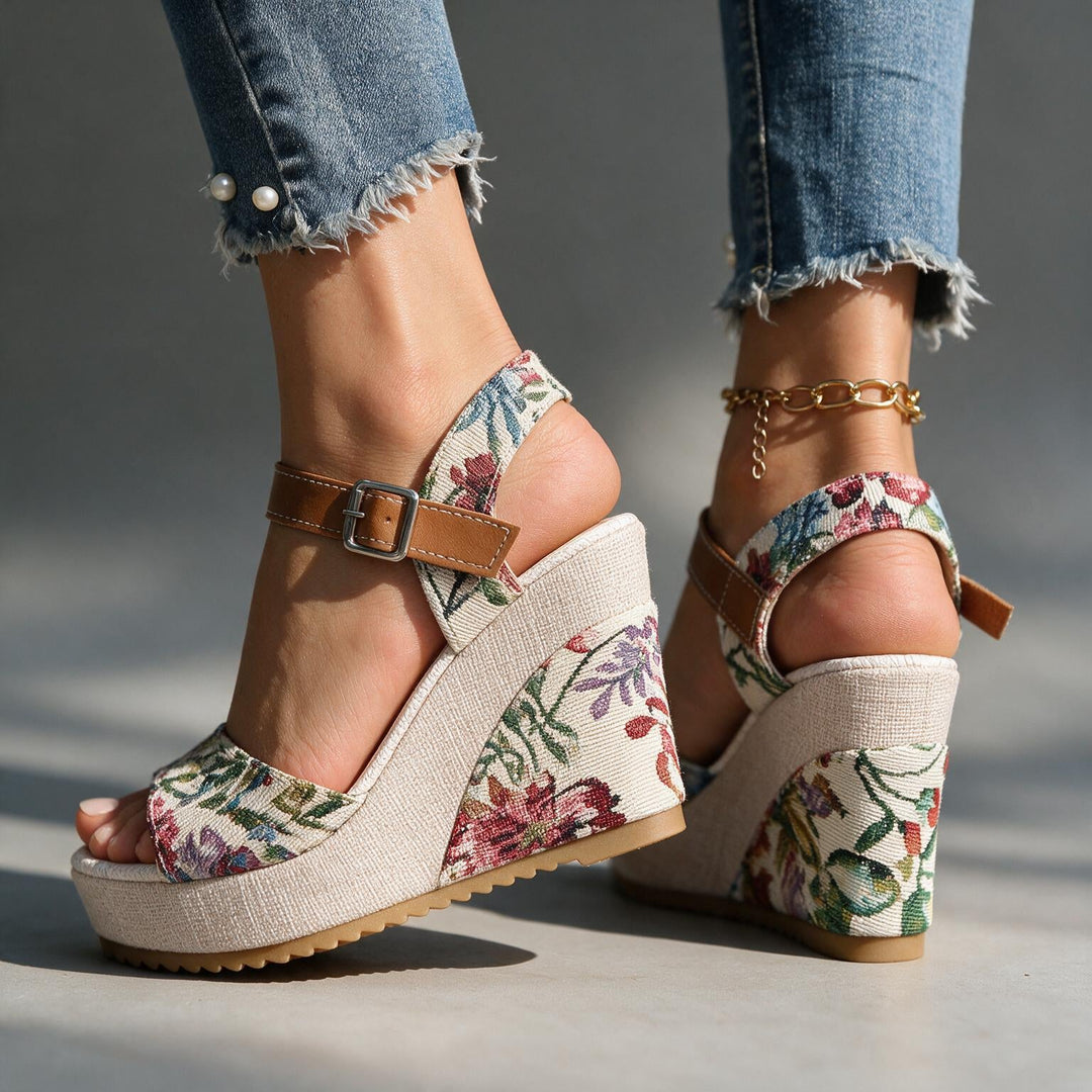Multicolor Daisy Heels detail