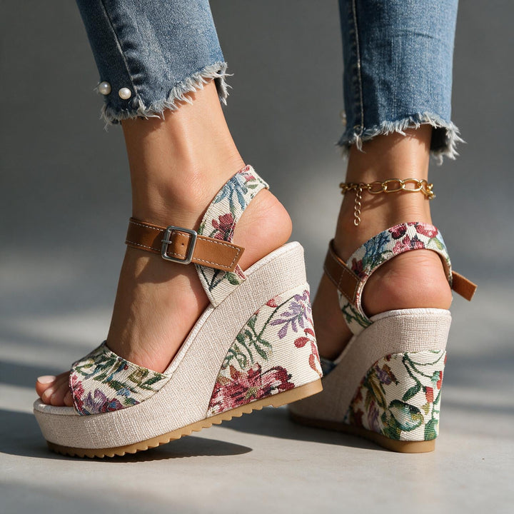 Multicolor Daisy Heels detail