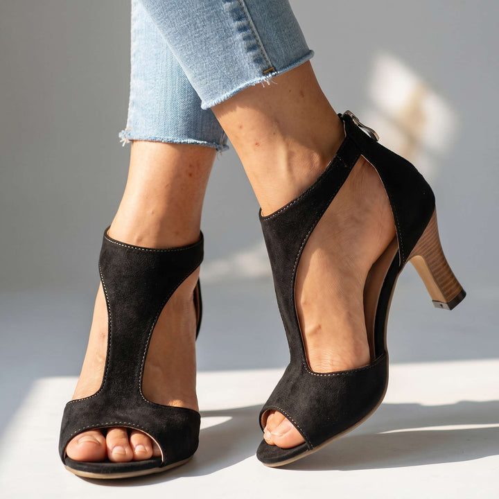 Black Savannah T-Strap Heels lifestyle