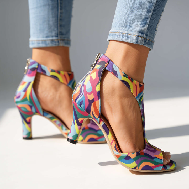 Retro Savannah T-Strap Heels front view