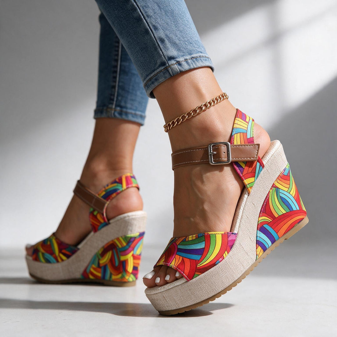 Multicolor Daisy Heels side view