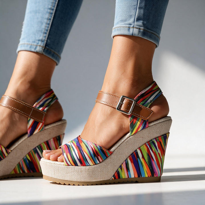 Multicolor Daisy Heels front view