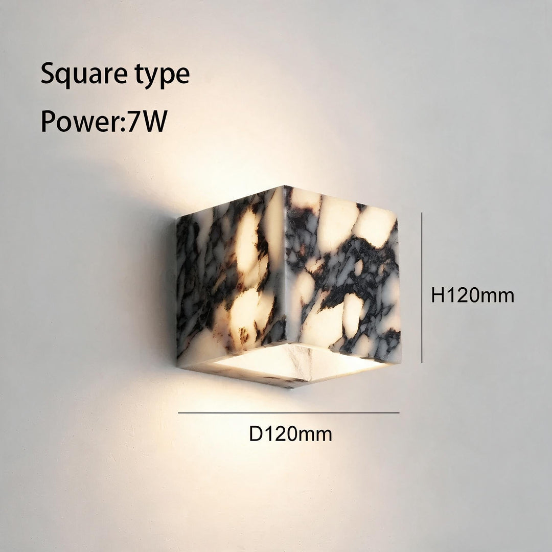 Marble Stone Accent Light lit on bedroom wall