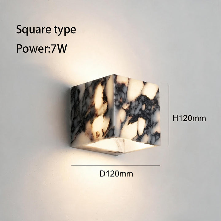 Marble Stone Accent Light lit on bedroom wall