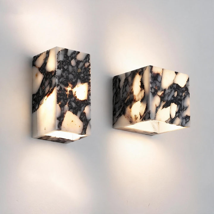 Marble Stone Accent Light square variant lit on wall