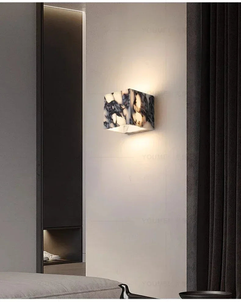 Marble Stone Accent Light installed pair on wall