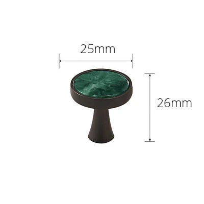 Green Marble-Top Knob, black base, 25mm