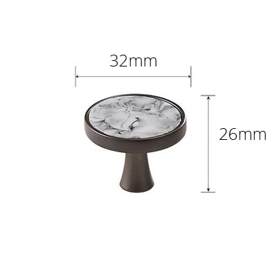 Gray Marble-Top Knob, black base, 32mm