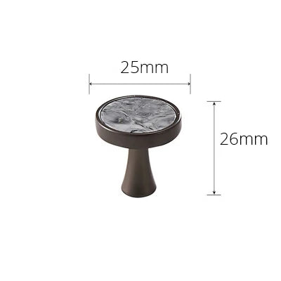 Gray Marble-Top Knob, black base, 25mm