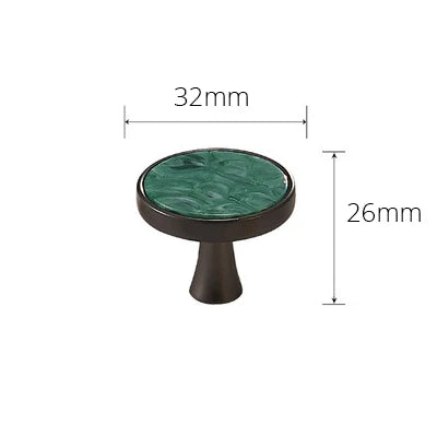 Green Marble-Top Knob, black base, 32mm