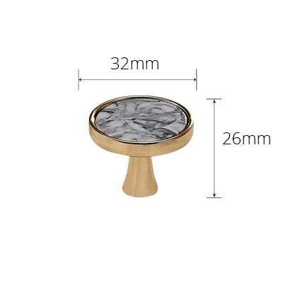 Gray Marble-Top Knob, gold base, 32mm