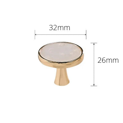 Beige Marble-Top Knob, gold base, 32mm