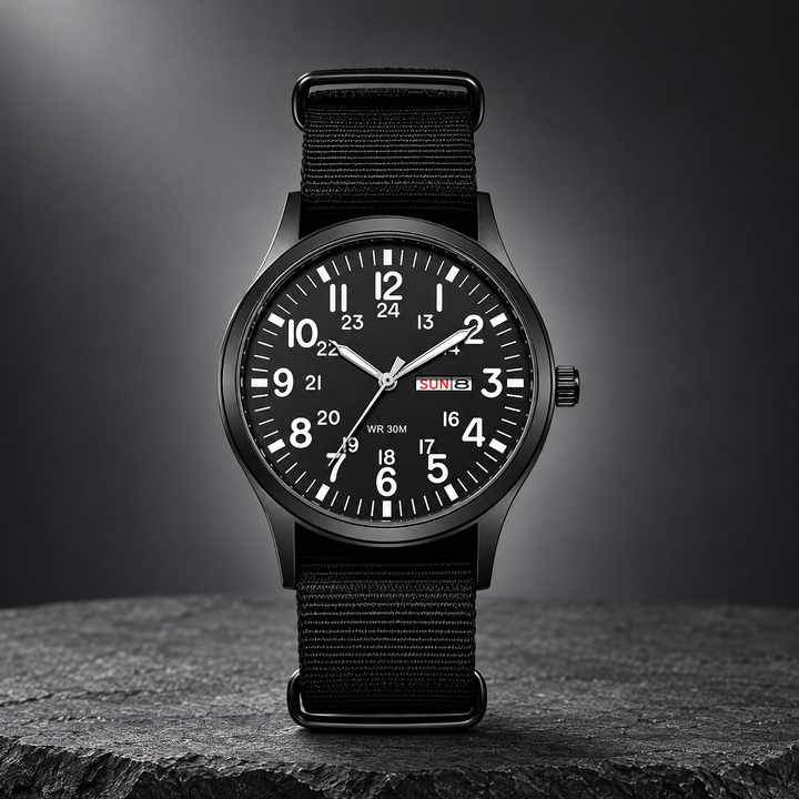 Black Men's Tactical Sports Watch front view