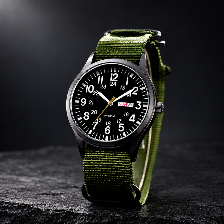 Green Men's Tactical Sports Watch angled view