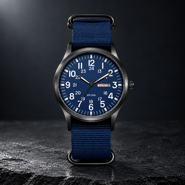 Blue Men's Tactical Sports Watch front view