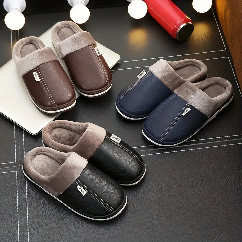 Men's Waterproof Plush Lined Slippers color range