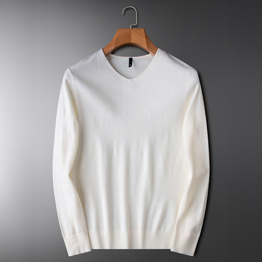 Merino Wool Cashmere V-Neck Sweater product view 2