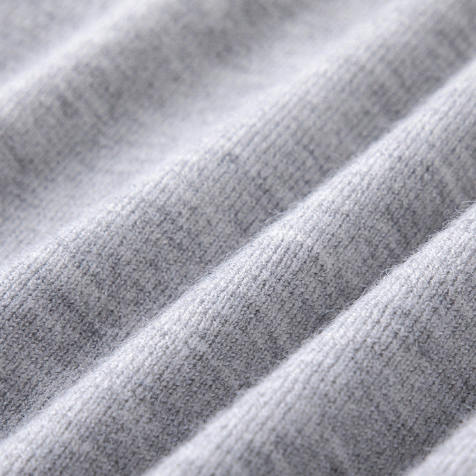 Merino Wool Cashmere V-Neck Sweater knit texture detail view