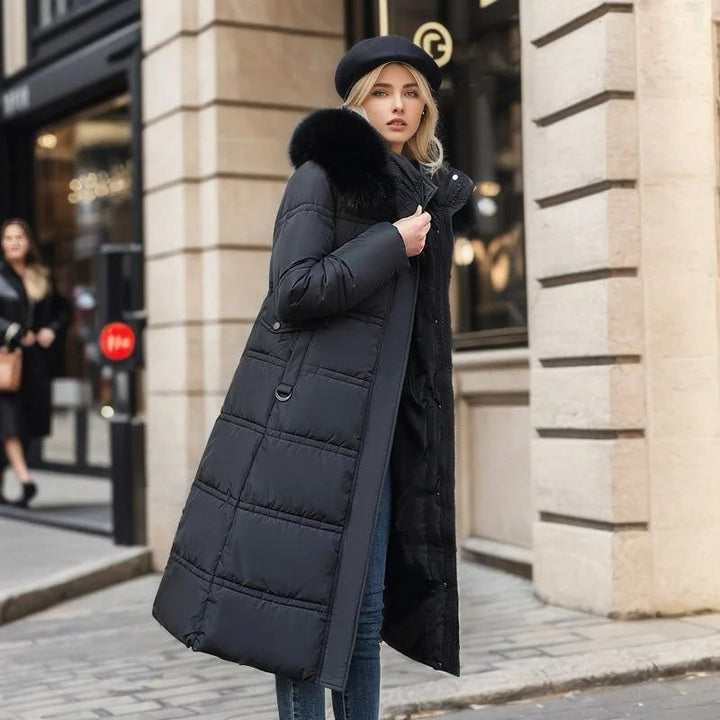 Black Mid-Calf Puffer Coat worn lifestyle