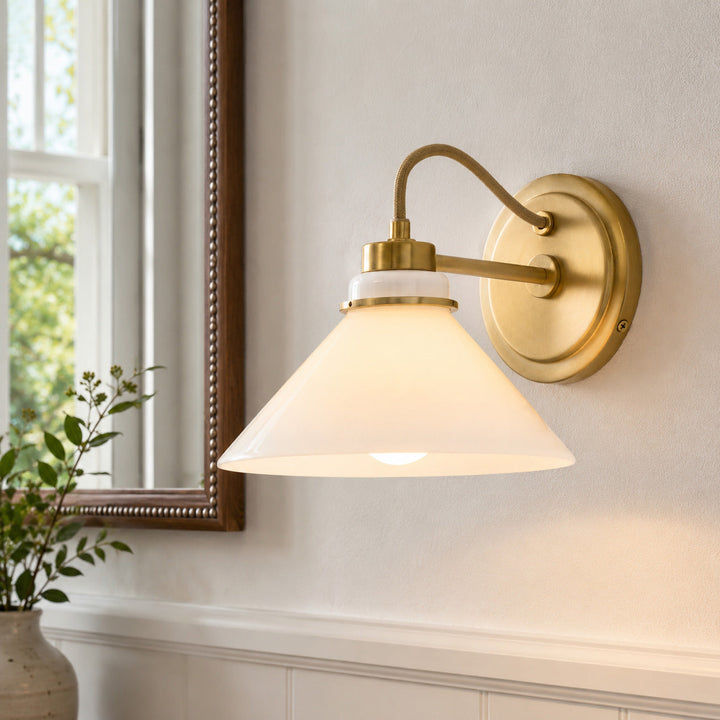 Curved Arm Cone Wall Sconce