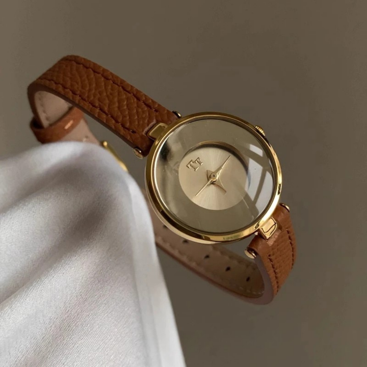 Brown Minimal Polished Alloy Watch angled view